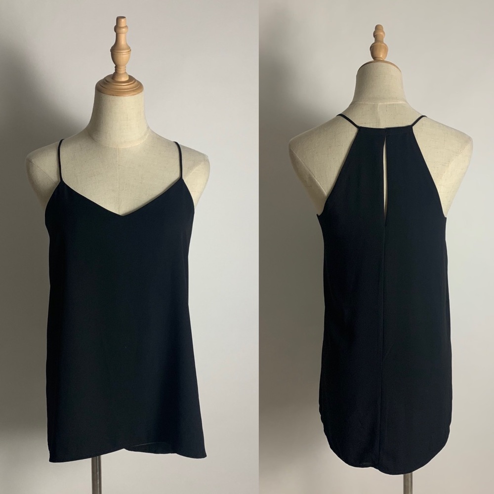EXPRESS High Low Black/Grey Reversible V-Neck Top